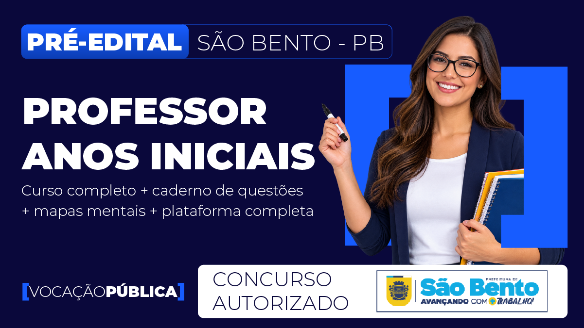 Capa do curso Professor Anos Iniciais - São Bento - PB - Curso Completo